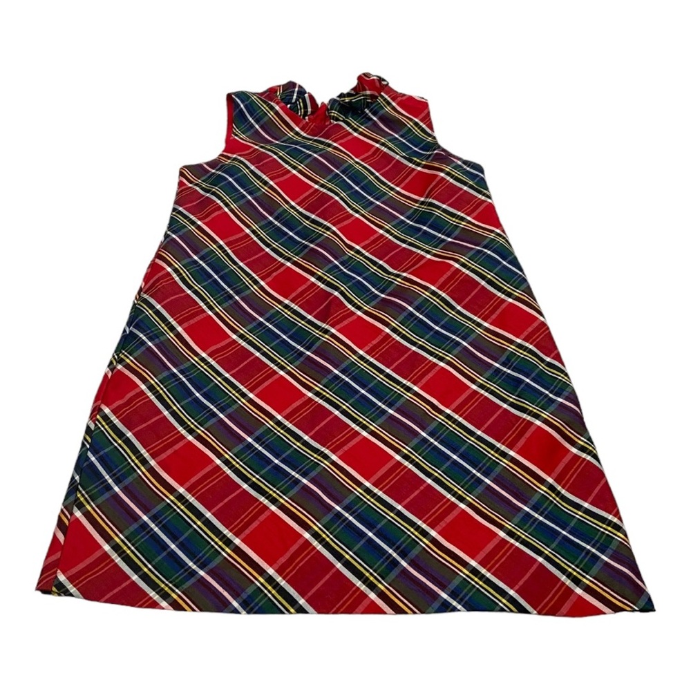 crown & ivy Red and Navy Plaid Sleeveless A-Line Dress